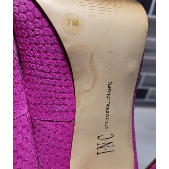 INC Size 7M Lilly Pink Snakeskin Stamped Leather Upper Stiletto Heels Pumps - Picture 8 of 10